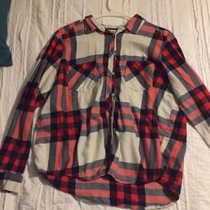 Navy blue and red Aerie flannel